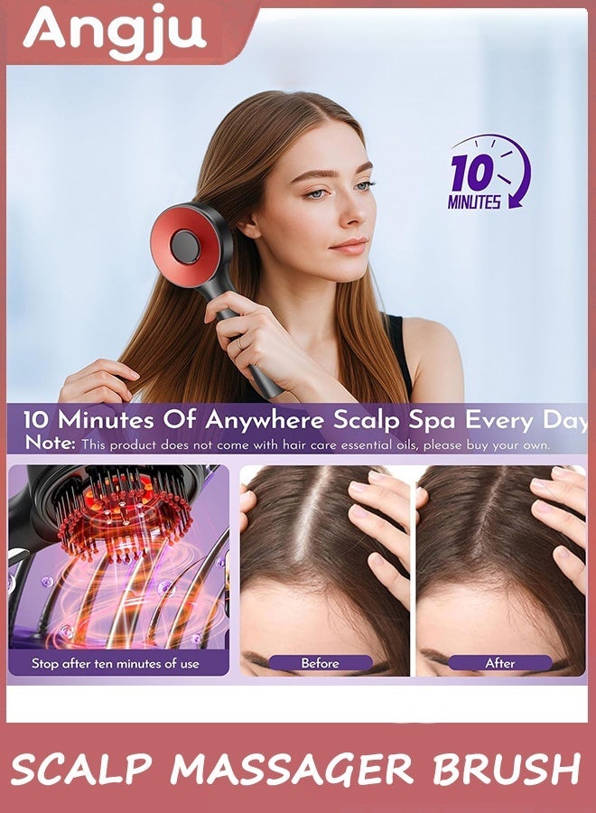 Angju Scalp Massager Brush with Oil Applicator, Cordless Electric Hair Scalp Massage with Display Screen, Shiatsu Head Messenger, IPX7 Waterproof, Deep Head Massager Comb For Hair Growth - Image 2