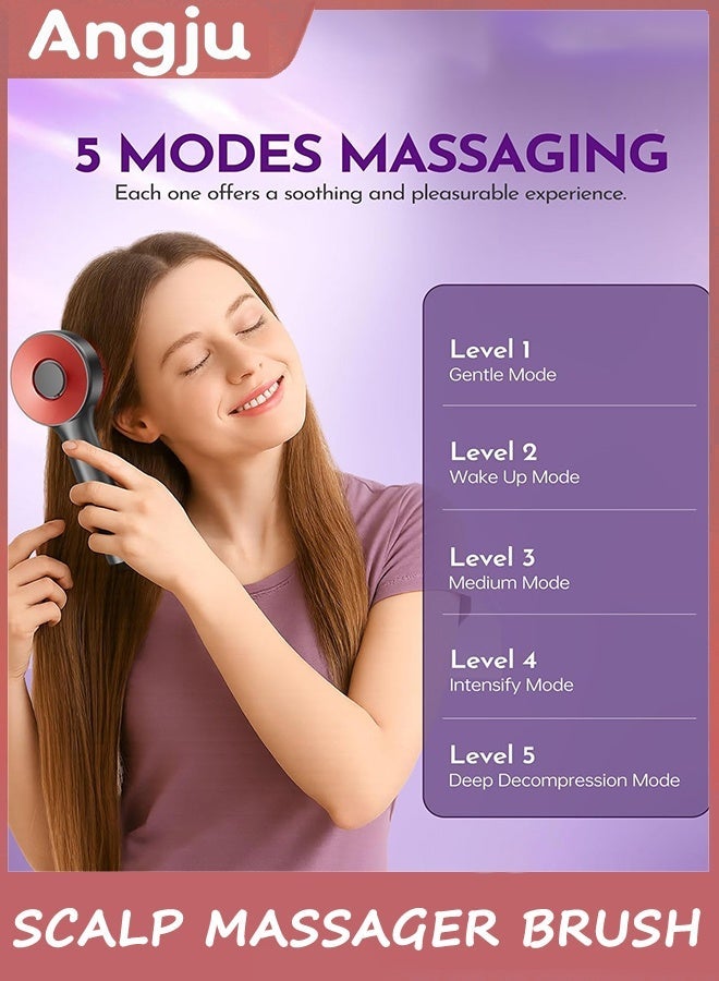 Angju Scalp Massager Brush with Oil Applicator, Cordless Electric Hair Scalp Massage with Display Screen, Shiatsu Head Messenger, IPX7 Waterproof, Deep Head Massager Comb For Hair Growth - Image 5