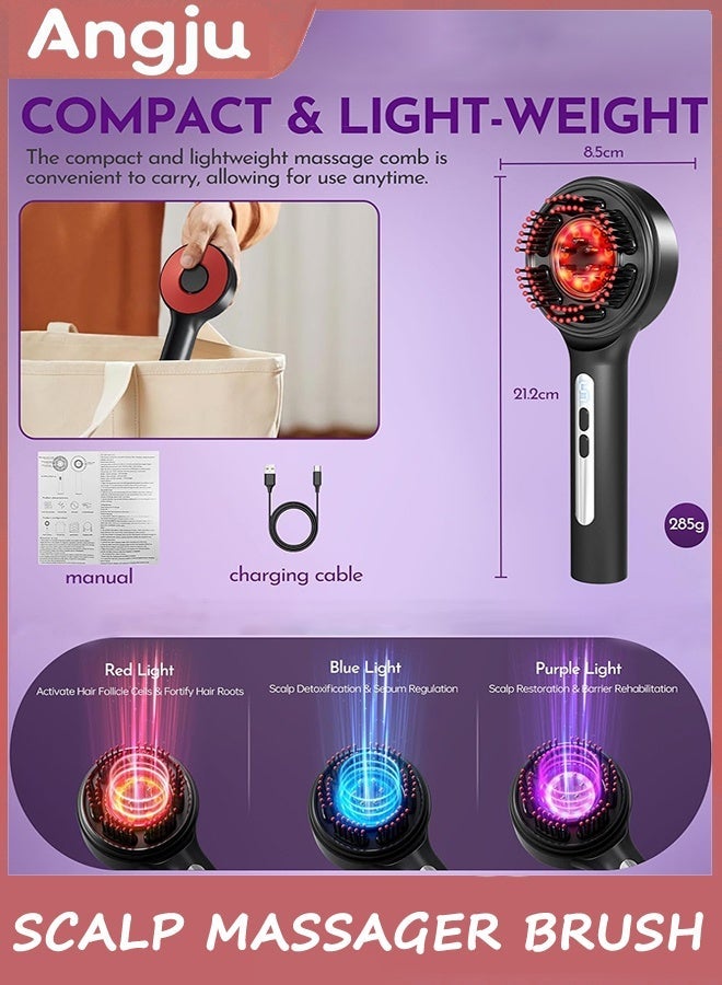 Angju Scalp Massager Brush with Oil Applicator, Cordless Electric Hair Scalp Massage with Display Screen, Shiatsu Head Messenger, IPX7 Waterproof, Deep Head Massager Comb For Hair Growth - Image 4