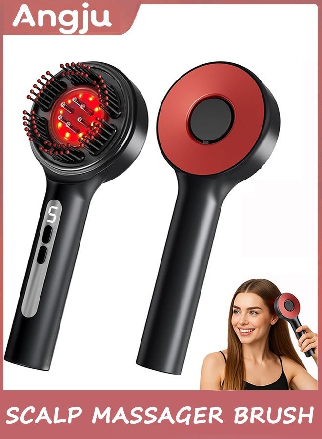 Angju Scalp Massager Brush with Oil Applicator, Cordless Electric Hair Scalp Massage with Display Screen, Shiatsu Head Messenger, IPX7 Waterproof, Deep Head Massager Comb For Hair Growth - Image 1