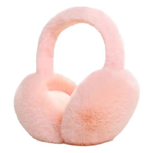 THE DDS STORE Ear Muffs for Women - Winter Ear Warmers - Soft & Warm Cable Knit Furry Fleece Earmuffs - Ear Covers for Cold Weather (Peach) Winter EarMuffs - Image 1