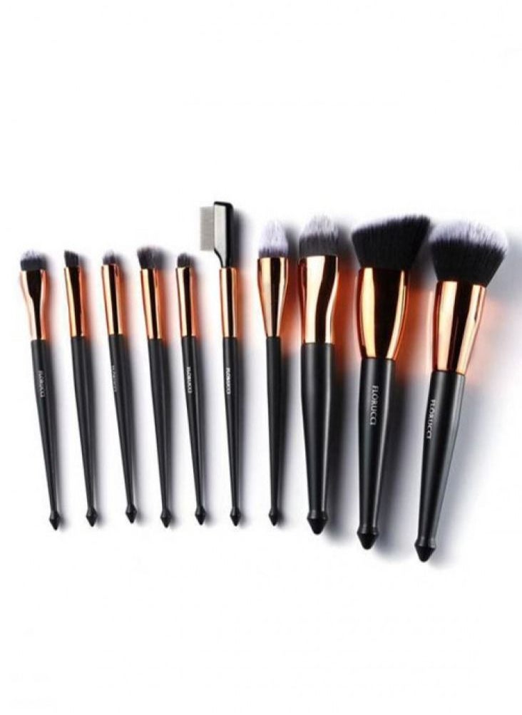 FLORUCCI FLORUCCI 10 Professional Makeup Brushes Set with Storage Case Black  - Image 2
