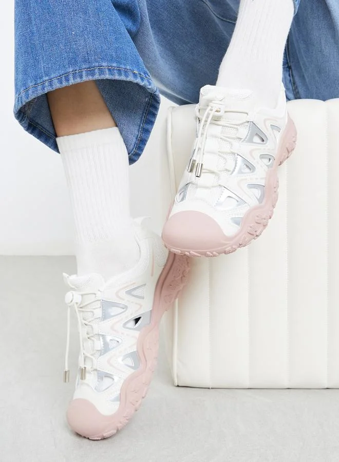 Styli Styli Women Textured Sole Toggle Lace Sneakers