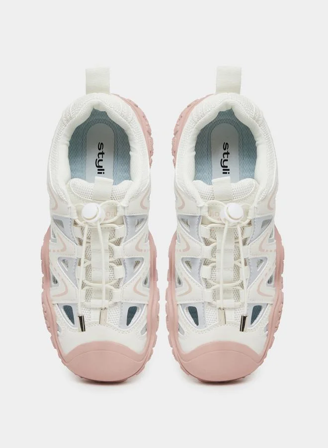 Styli Styli Women Textured Sole Toggle Lace Sneakers