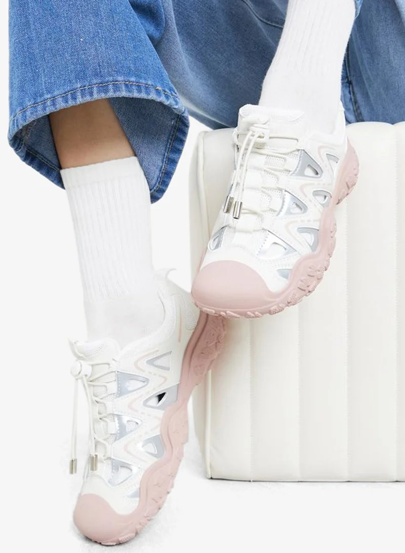 Styli Active Women Textured Sole Toggle Lace Sneakers