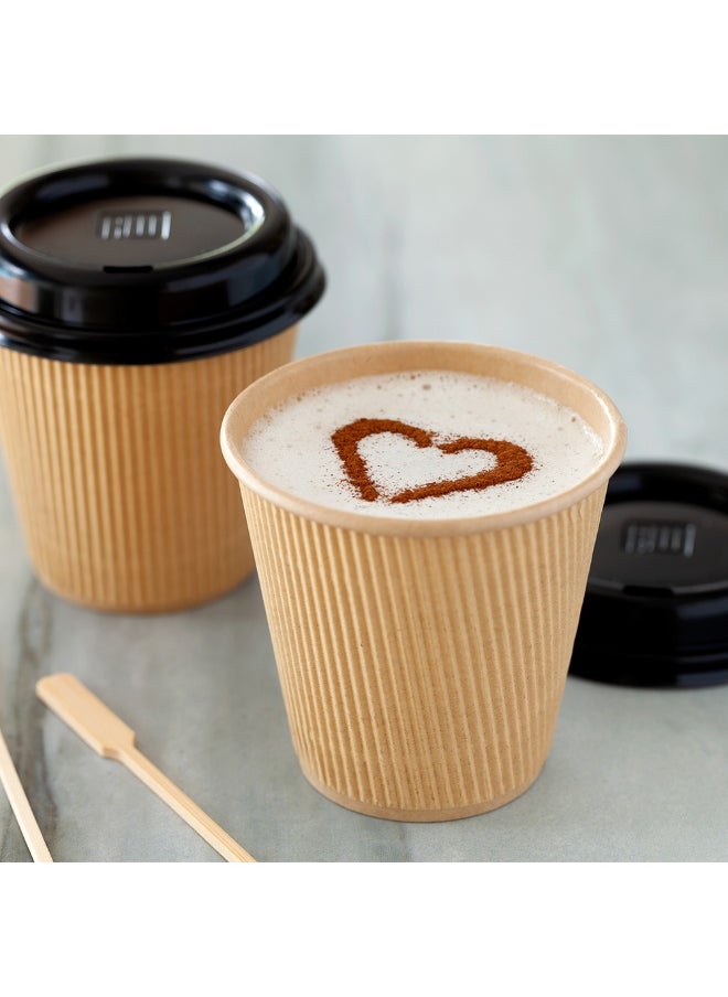Restaurantware Restaurantware 8 Ounce Double Wall Disposable Coffee Cups, 500 Insulated Kraft Paper Tumblers with Ripple Wall Design, Lids Sold Separately for Hot Drinks like Tea, Hot Chocolate, and More  - Image 3