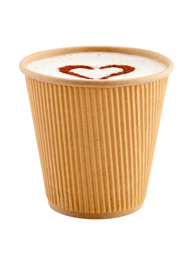 Restaurantware Restaurantware 8 Ounce Double Wall Disposable Coffee Cups, 500 Insulated Kraft Paper Tumblers with Ripple Wall Design, Lids Sold Separately for Hot Drinks like Tea, Hot Chocolate, and More  - Image 2