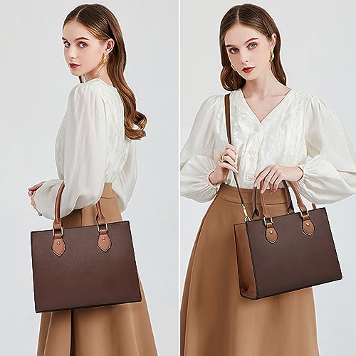 CHICAROUSAL Crossbody Purses and Handbags for Women PU Leather Tote Top Handle Satchel Shoulder Bags (Dark Brown -BR) - Image 2