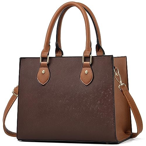 CHICAROUSAL Crossbody Purses and Handbags for Women PU Leather Tote Top Handle Satchel Shoulder Bags (Dark Brown -BR) - Image 1