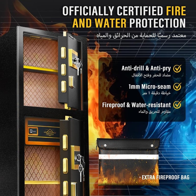 Fireproof Safe Box 16.6 Cubic ft with Sensor Light and Fireproof Bag, Money Safewith Digital Keypad, Security Safe Box forHome, Large Safe with Keys and Pass Code forCash Jewelry - Image 2