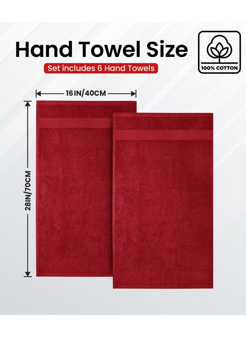 Infinitee Xclusives Premium Burgundy Hand Towels - Pack of 6, 16 x 28 Inches (41 x 71cm) Bathroom Hand Towel Set, Hotel & Spa Quality Hand Towels for Bathroom, Highly Absorbent and Super Soft Bathroom Towels by Infinitee Xclusives  - Image 2