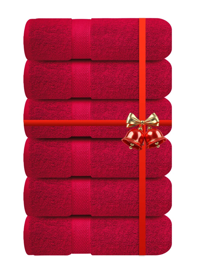 Infinitee Xclusives Premium Burgundy Hand Towels - Pack of 6, 16 x 28 Inches (41 x 71cm) Bathroom Hand Towel Set, Hotel & Spa Quality Hand Towels for Bathroom, Highly Absorbent and Super Soft Bathroom Towels by Infinitee Xclusives  - Image 1