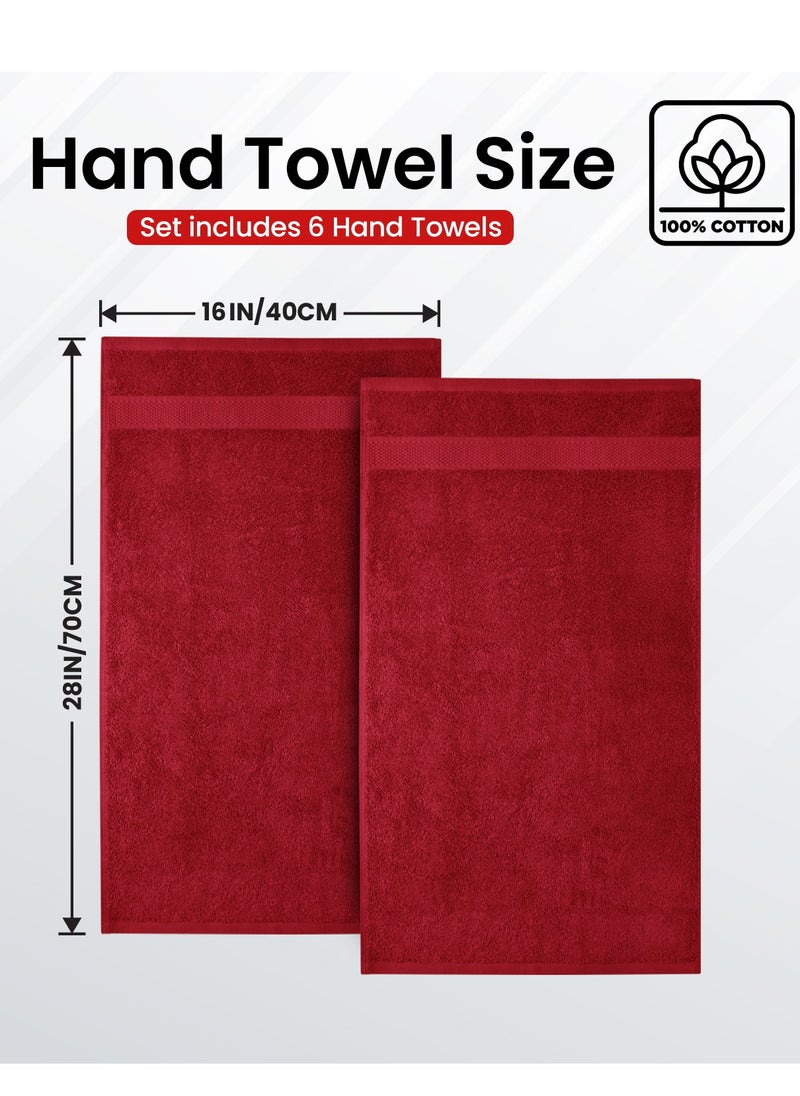 Infinitee Xclusives Premium Burgundy Hand Towels - Pack of 6, 16 x 28 Inches (41 x 71cm) Bathroom Hand Towel Set, Hotel & Spa Quality Hand Towels for Bathroom, Highly Absorbent and Super Soft Bathroom Towels by Infinitee Xclusives  - Image 3
