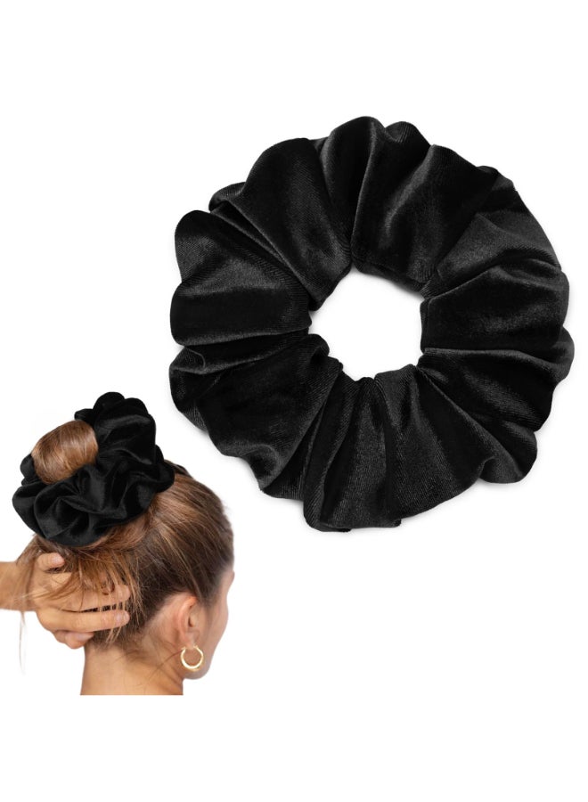 CEELGON Black Big Velvet Scrunchie 65 Inches Jumbo Scrunchies Hair Ties Oversized Ponytail Holder for Thick Curly Hair Extra Large Hair Accessories for Women Black - Image 2