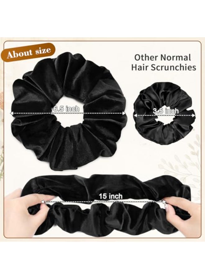 CEELGON Black Big Velvet Scrunchie 65 Inches Jumbo Scrunchies Hair Ties Oversized Ponytail Holder for Thick Curly Hair Extra Large Hair Accessories for Women Black - Image 3