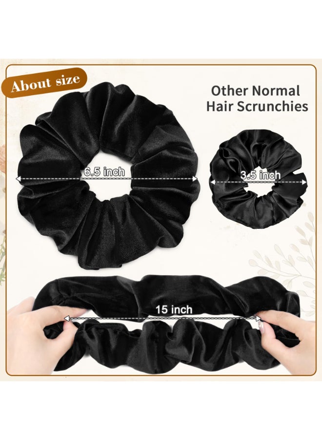 CEELGON Black Big Velvet Scrunchie 65 Inches Jumbo Scrunchies Hair Ties Oversized Ponytail Holder for Thick Curly Hair Extra Large Hair Accessories for Women Black - Image 4