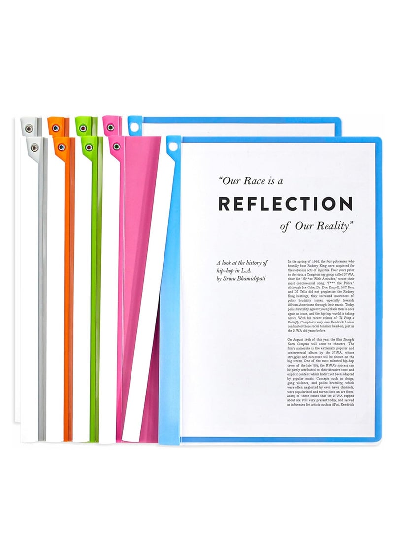 KASTWAVE 5 قطع من أغلفة التقارير الشفافة مع مشبك متأرجح، مجلد بحجم الخطاب، مجلدات العرض التقديمي، مجلد السيرة الذاتية، مجلدات مدرسية ملونة للأطفال، سعة 40 ورقة، منظم مستندات بحجم A4، لا حاجة إلى ثقب - Image 1