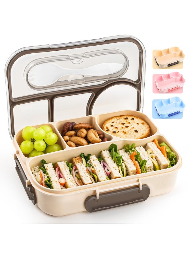 ميرتيب علبة غداء بأربع حجرات، سعة 1000 مل، مقاومة للسقوط، آمنة لغسالة الصحون ومصنوعة من مواد خالية من مادة BPA، مناسبة للكبار والأطفال. - Image 1
