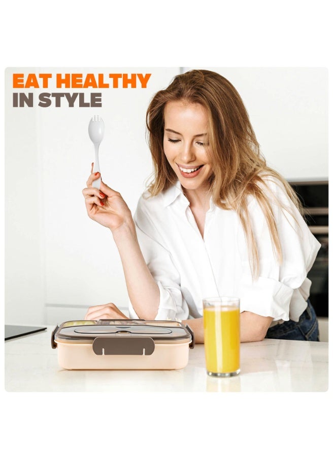 ميرتيب علبة غداء بأربع حجرات، سعة 1000 مل، مقاومة للسقوط، آمنة لغسالة الصحون ومصنوعة من مواد خالية من مادة BPA، مناسبة للكبار والأطفال. - Image 2