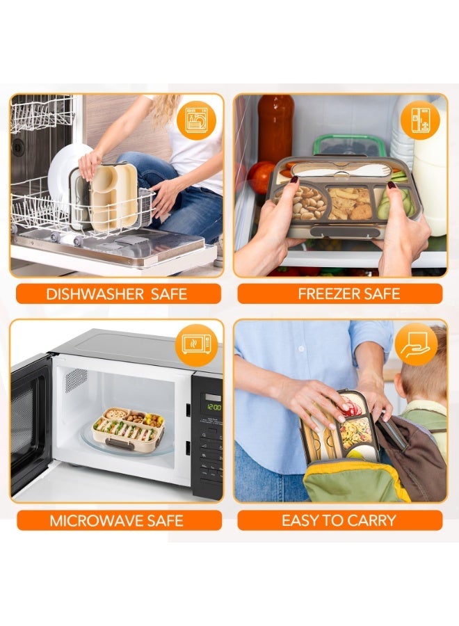 ميرتيب علبة غداء بأربع حجرات، سعة 1000 مل، مقاومة للسقوط، آمنة لغسالة الصحون ومصنوعة من مواد خالية من مادة BPA، مناسبة للكبار والأطفال. - Image 5