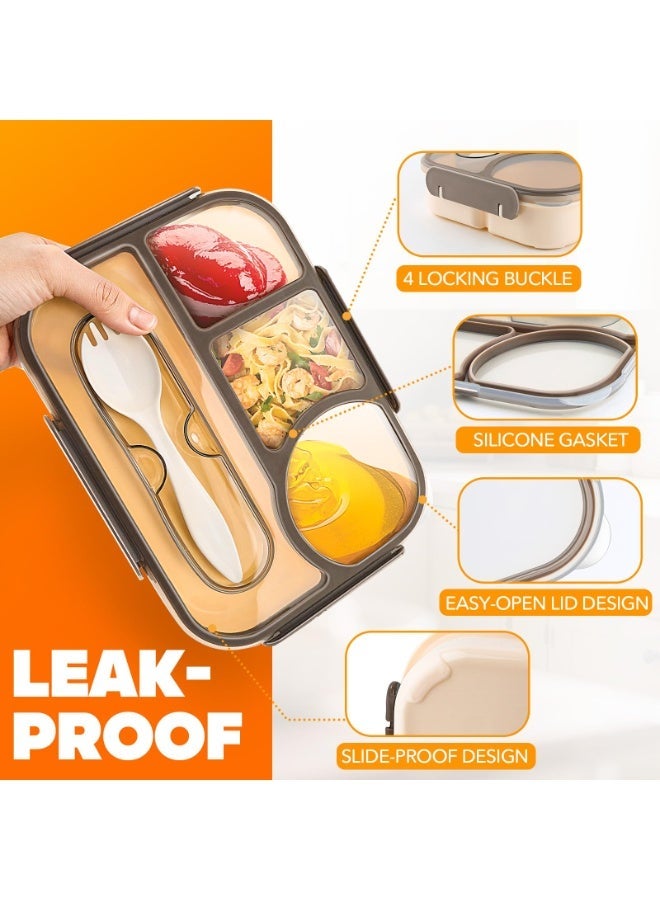 ميرتيب علبة غداء بأربع حجرات، سعة 1000 مل، مقاومة للسقوط، آمنة لغسالة الصحون ومصنوعة من مواد خالية من مادة BPA، مناسبة للكبار والأطفال. - Image 4