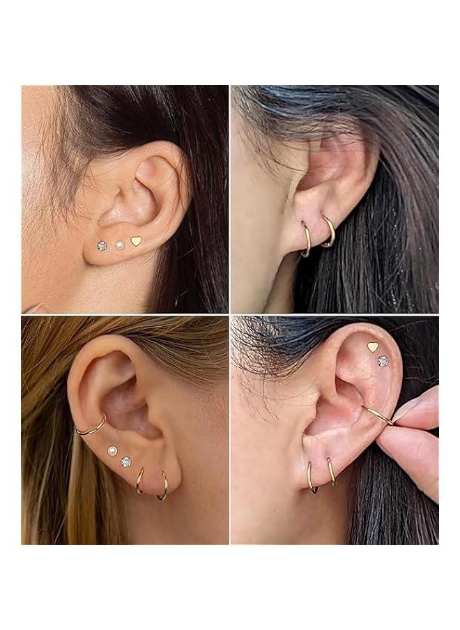 Generic Yelajoy Stainless Steel Round Zircon Earring Set for Multiple Piercing Sensitive Ears, Hypoallergenic, Earrings for Women Girls  - Image 4