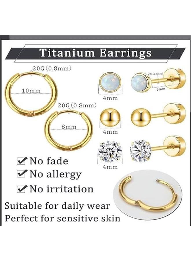 Generic Yelajoy Stainless Steel Round Zircon Earring Set for Multiple Piercing Sensitive Ears, Hypoallergenic, Earrings for Women Girls  - Image 2