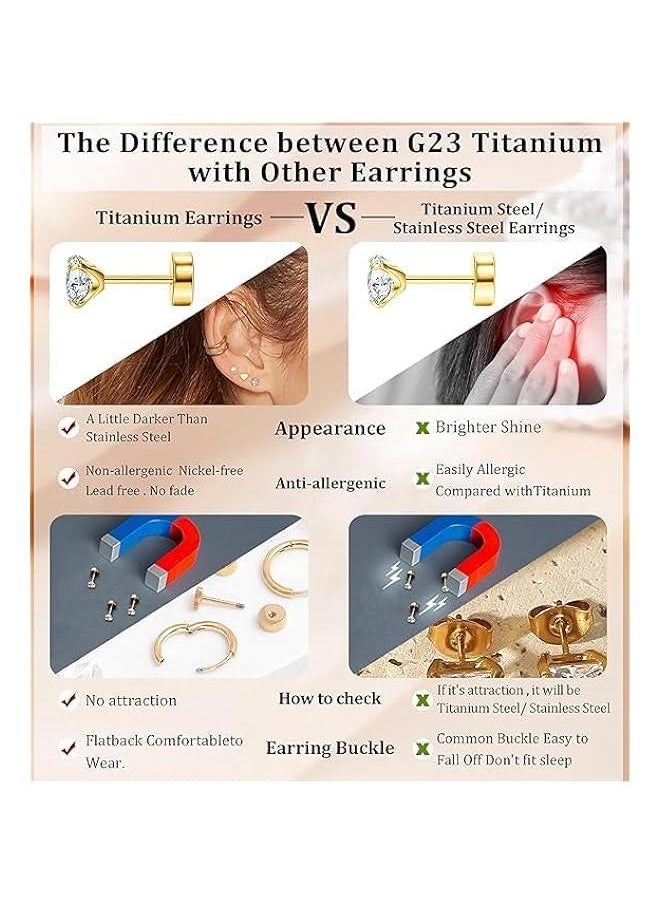 Generic Yelajoy Stainless Steel Round Zircon Earring Set for Multiple Piercing Sensitive Ears, Hypoallergenic, Earrings for Women Girls  - Image 5