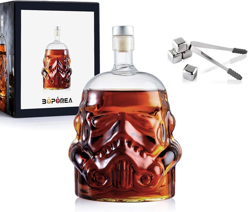 Vaduz Whiskey Decanter Set Transparent Creative,Gifts for Men,Whiskey Flask Carafe Decanter with 4 Whiskey Stones and Tong,Whiskey Carafe,Glasses for Brandy,Scotch,Vodka,Gifts for Dad,Husband,Boyfriend - Image 1