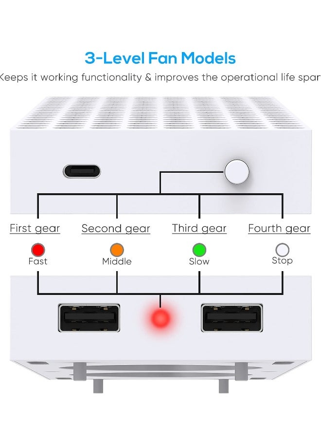 Generic Cooling Fan Mount for Xbox Series S - Dual High-Speed Fans with Dock Attachment, Two Mounting Options, Three Adjustable Speeds, and Two Extra USB Ports for Enhanced Performance.  - Image 4