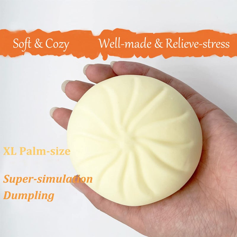Holgosiu Dumpling Squishy Stress Ball Fidget Toys Squeeze Dough Ball Squishy Bun Anxiety Relief Adult Squeeze Toy Novelty Dumpling in Steamer Fidget Sensory Miniature Anti Stress ADHD ADD - Image 3