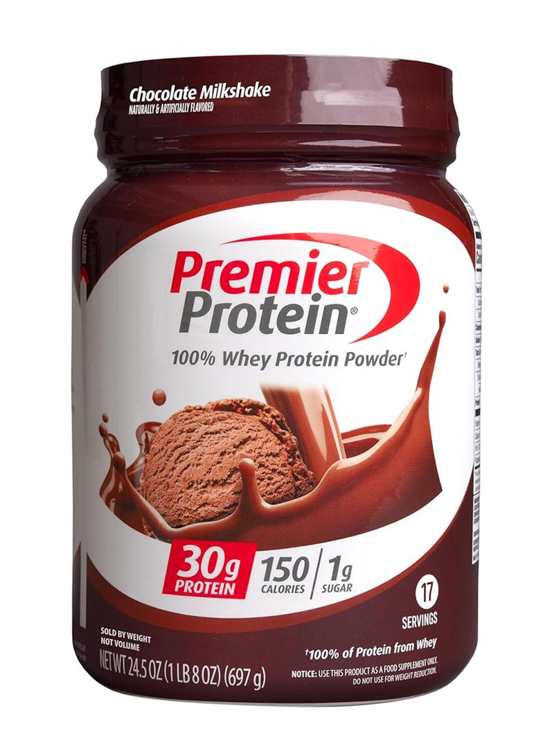 Premier Protein Protein Powder, Chocolate Milkshake, 30g, 1g Sugar, 100% Whey Protein, Keto Friendly, Gluten Free, 17 Servings, 24.5 OZ- Pack of 1 