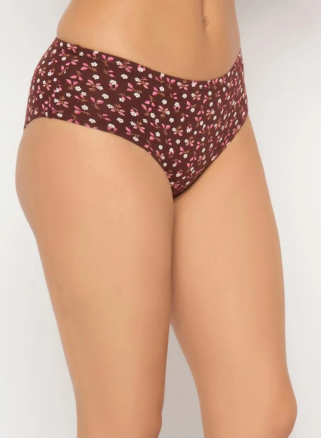 Clovia Clovia Pack of 3 - Floral Print Mid Rise Cotton Hipster Briefs with Inner Elastic