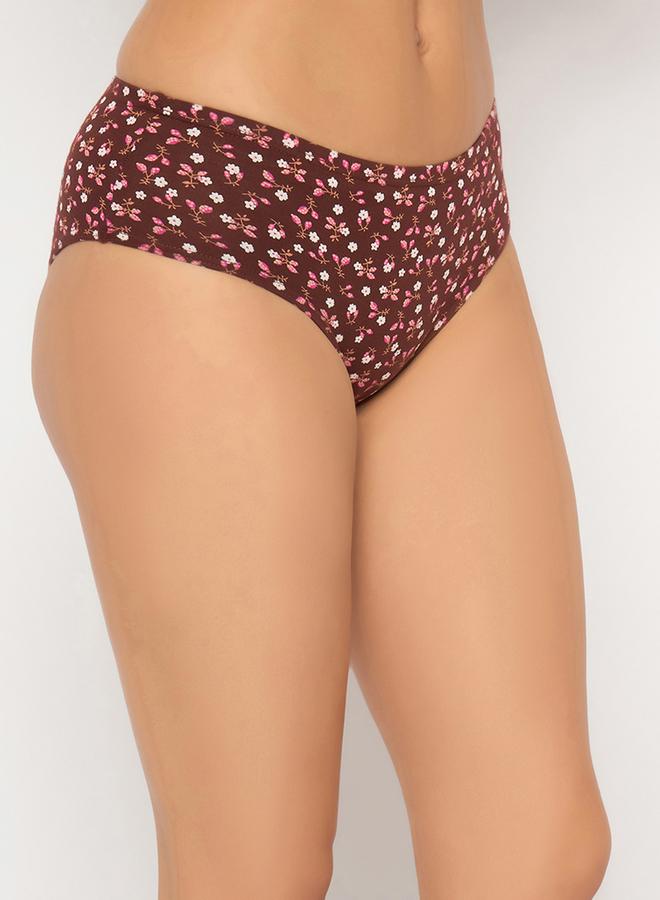 Clovia Pack of 3 - Floral Print Mid Rise Cotton Hipster Briefs with Inner Elastic - Image 4