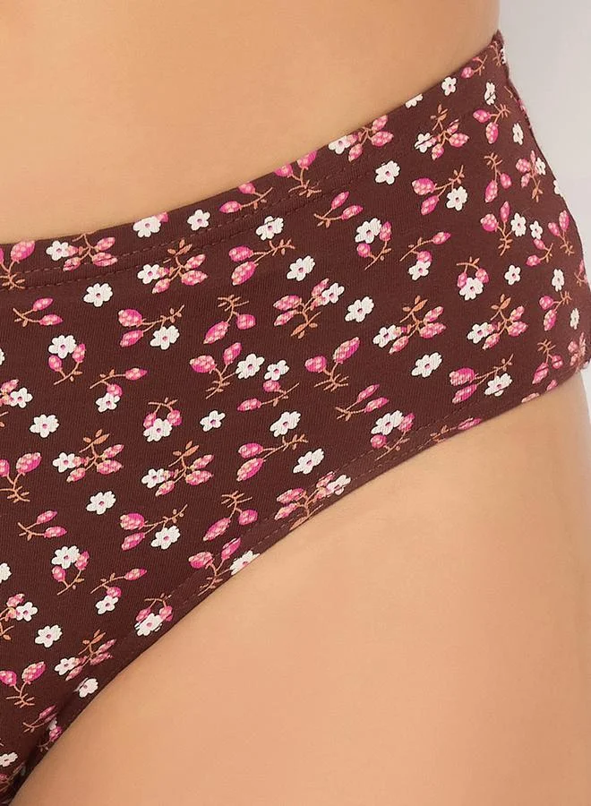 Clovia Clovia Pack of 3 - Floral Print Mid Rise Cotton Hipster Briefs with Inner Elastic