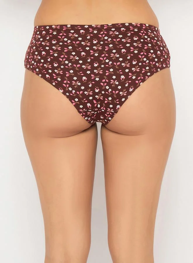 Clovia Clovia Pack of 3 - Floral Print Mid Rise Cotton Hipster Briefs with Inner Elastic