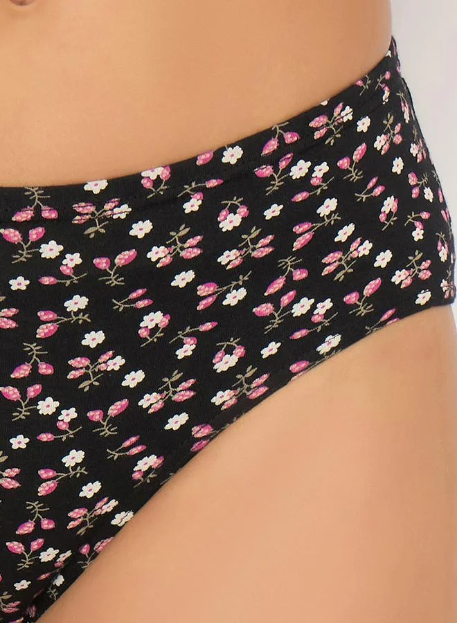 Clovia Clovia Pack of 3 - Floral Print Mid Rise Cotton Hipster Briefs with Inner Elastic