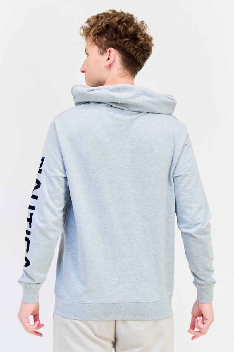NAUTICA Men Hooded Embroidered Logo Long Sleeves Sweatshirt, Grey  - Image 3