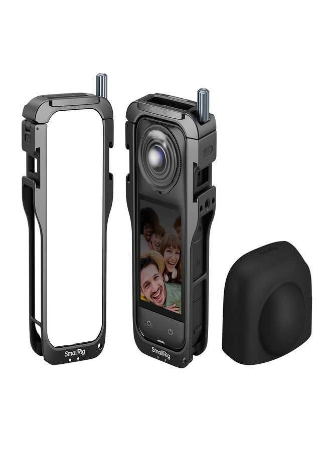 SMALLRIG Cage for Insta360 X5 Accessories, Aluminum Alloy Protective Case for Insta360 x5 with Quick Release, Built-in Cold Shoe Mounts & 1/4" Threads, with Silicone Lens Guard Cap - 5195 - Image 1