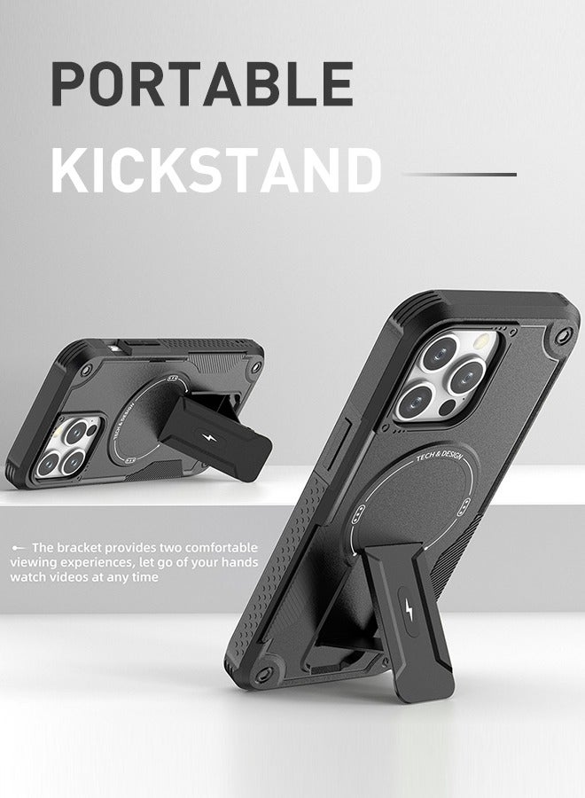 Xoopla Case for iPhone 15 Pro Max Case 6.7" , Compatible with MagSafe,360 Full-Body Dropproof Heavy Duty Rugged Case with Built-in Kickstand Case Compatible with 15 Pro Max 2023 (Black) - Image 4