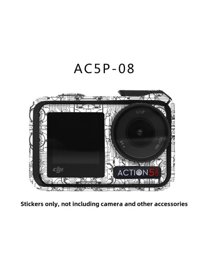 StartFly Suitable For DJI Action 5PRO Sports Camera Sticker Color Change Film No Glue Accessories-Color:Ac5-08 Circuit White Sticker-Specifications:Dji Action 5pro+ Frame Complete Set  - Image 1