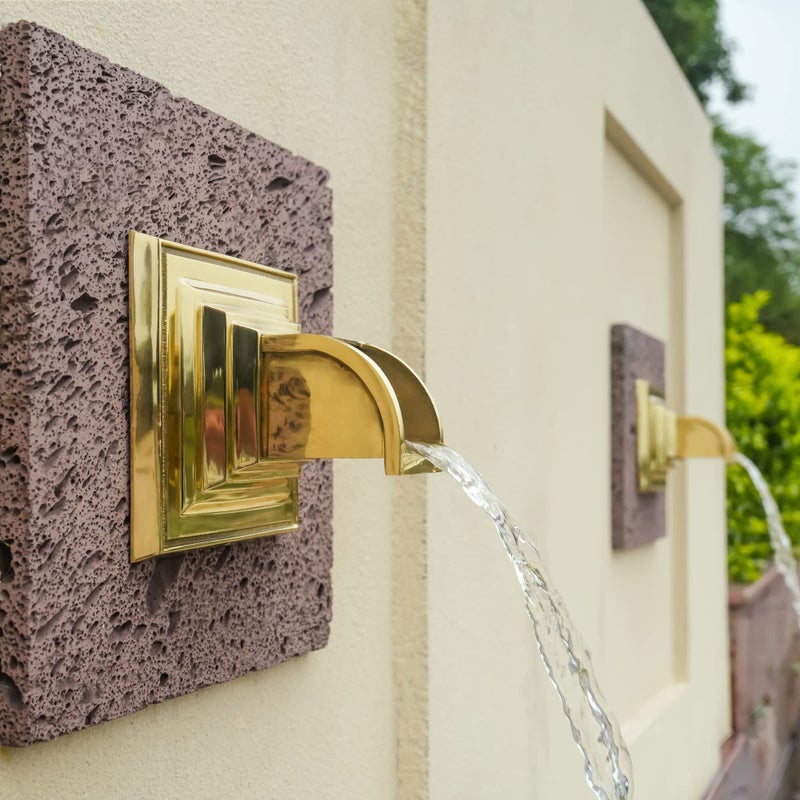 Solid Brass Made Exquisite Handcrafted Waterfall Spout for Landscape Water Fountain Spout Scupper Luxury Decoration for Pools Ponds Water Walls
