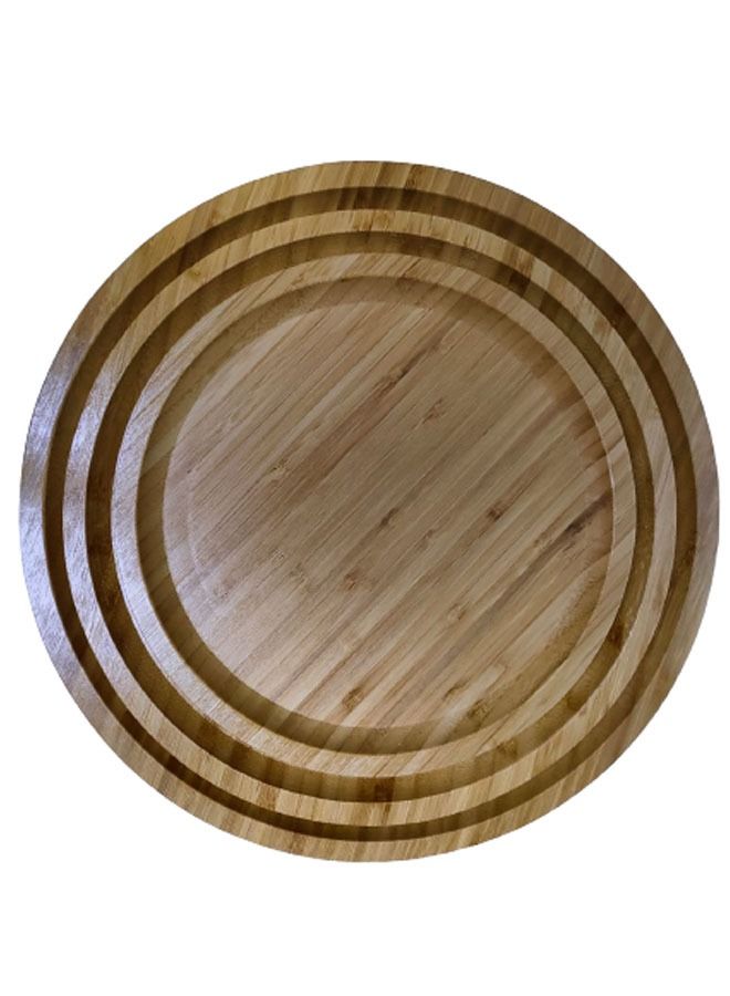 إن كي أكس طقم صواني تقديم دائرية من الخيزران مكون من 3 قطع - Image 5