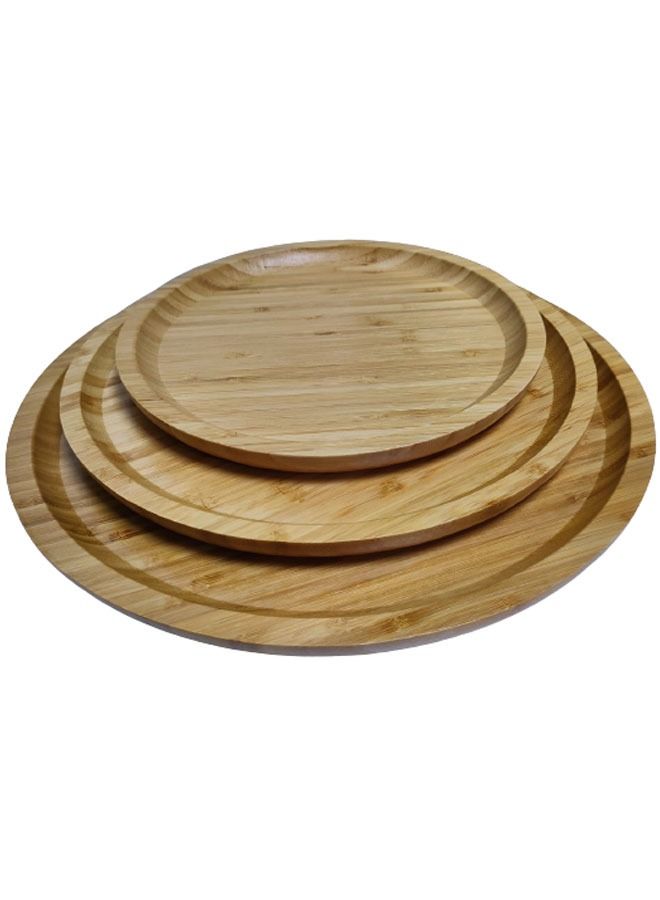 إن كي أكس طقم صواني تقديم دائرية من الخيزران مكون من 3 قطع - Image 2