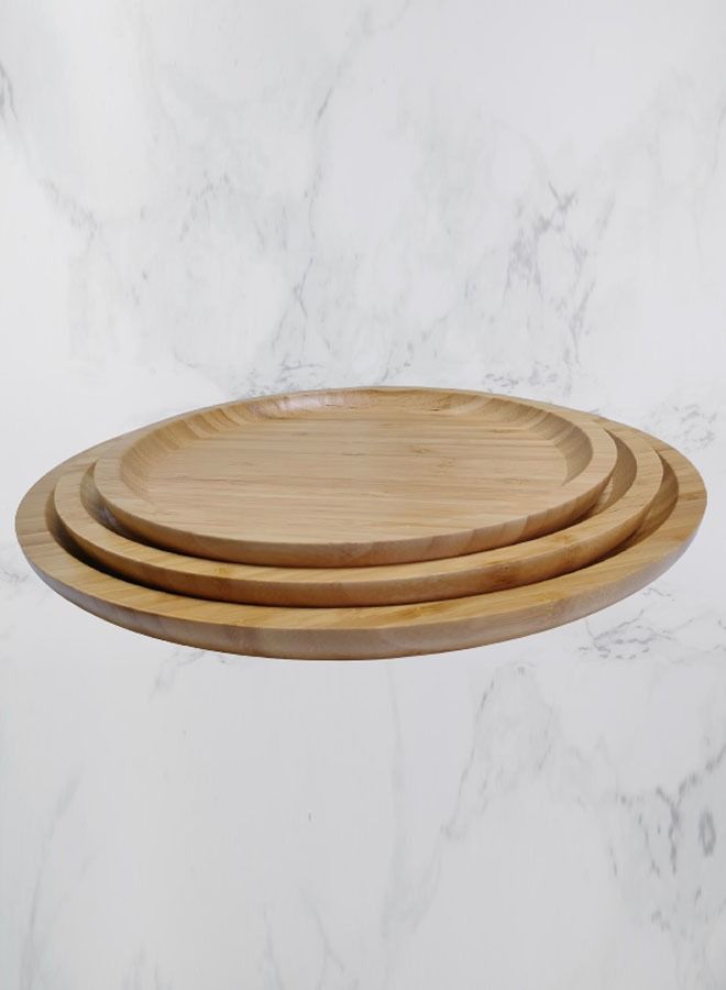 إن كي أكس طقم صواني تقديم دائرية من الخيزران مكون من 3 قطع - Image 3