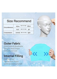 GGEROU Migraine Relief Cap, Gel Headache Relief Hat, Migraine Ice Head Wrap Cap, Reusable Cold/Hot Therapy,Blue  - Image 3