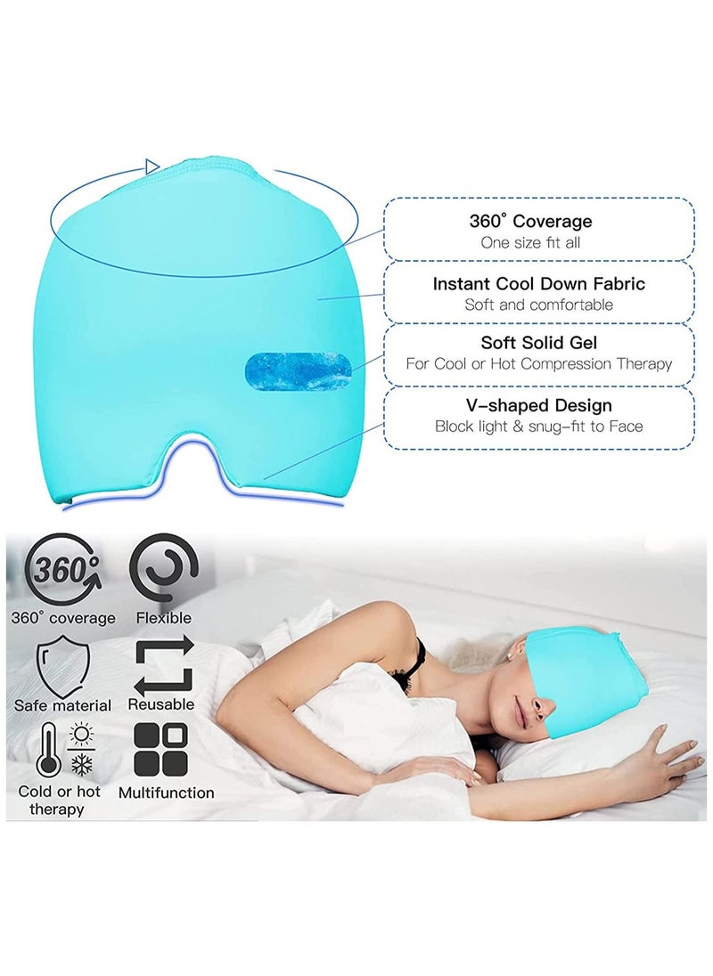 GGEROU - Migraine Relief Cap, Gel Headache Relief Hat, Migraine Ice Head Wrap Cap, Reusable Cold/Hot Therapy,Blue - Image 1