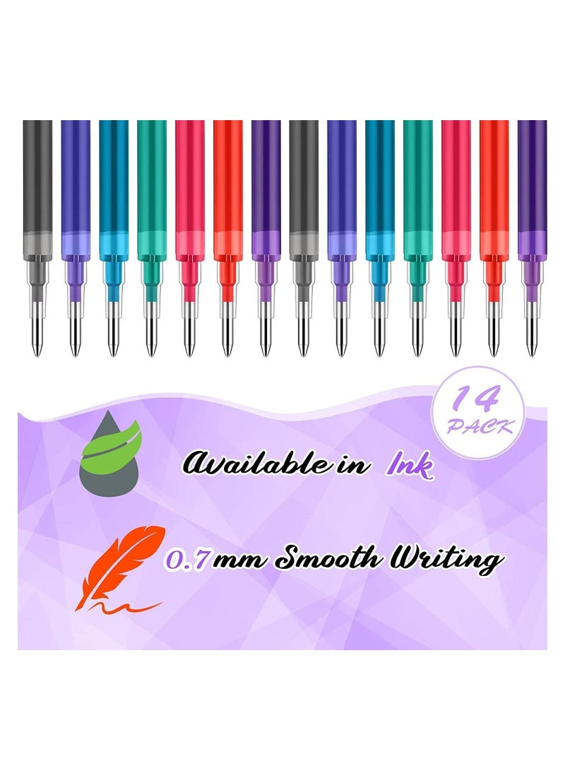 SYOSI Erasable Pen Refills, 7 Assorted Colors Gel Ink Refills Medium Fine Point Erasable Pens Refill Compatible with Retractable Click Pens Erasable Pens for Writing Planner, Fine Point 0.7 mm (14 Pcs)  - Image 3