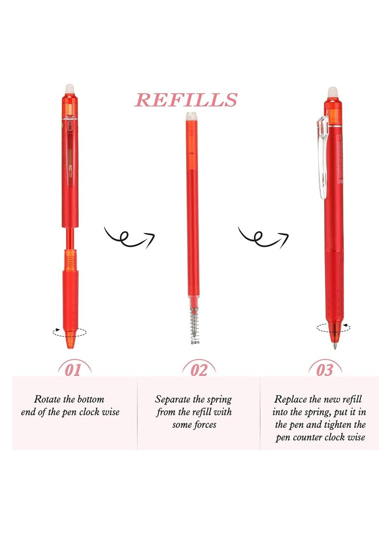 SYOSI Erasable Pen Refills, 7 Assorted Colors Gel Ink Refills Medium Fine Point Erasable Pens Refill Compatible with Retractable Click Pens Erasable Pens for Writing Planner, Fine Point 0.7 mm (14 Pcs)  - Image 4