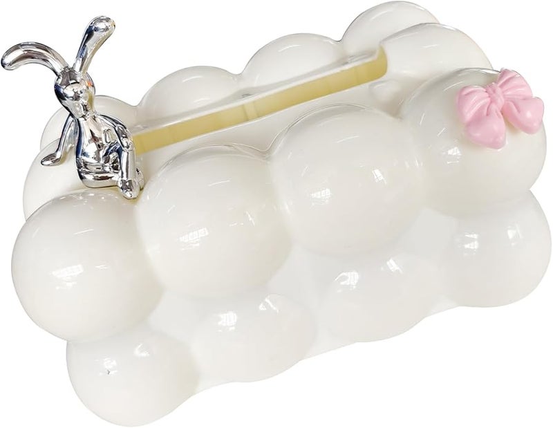 حامل علبة المناديل من تصميم الأرنب الأزرق - زخرفي وصديق للأطفال للمنزل أو المكتب - Image 1